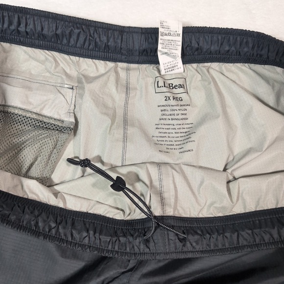 LL Bean TEK 2.5 Rain Pants Womens 2X Reg Black Ripstop Waterproof Hiking 268242 - Picture 10 of 11